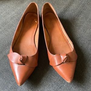 Madewell leather flats in size 9 , color cognac